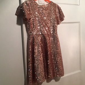 Zara kids girls champagne pink sequin party dress